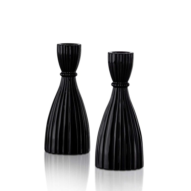 LampLust Taper Candle Holder, 2 Pack, 6 Inch, Black Glass Taper Candle Holders for Candlesticks, Decorative for Standard Taper Candle, Wedding Centerpieces, Table and Farmhouse Decor - Image 3